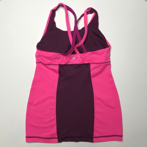 Lululemon Energy Tank Hyper Stripe Raspberry sz 4 - Picture 2 of 2